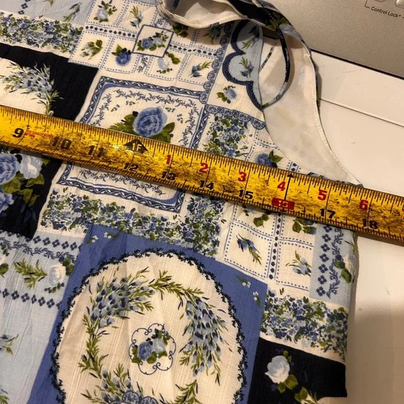 Abercrombie & Fitch Floral Patchwork Mini Dress XSP Resort Boho Whimsical 70s - Picture 8 of 10